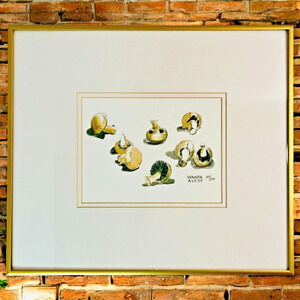 Framed Mushroom Art Watercolor Print Ltd Ed 10/100 Signed Wanda Avery 16 x 14